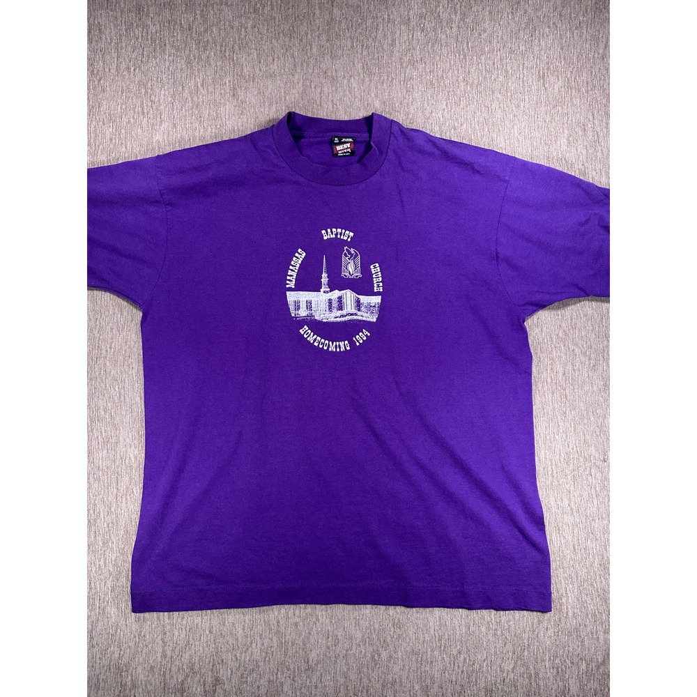 Vintage 1994 Manassas Baptist Church T-Shirt XL Purple Deacon Single Stitch USA